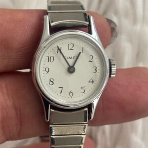 Vintage Timex Classic Silver and White Watch